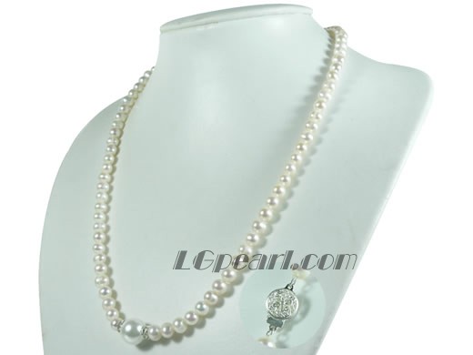7-8mm white cultured freshwater jewelry pearl necklace