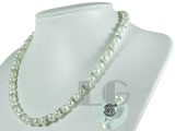 7-8mm white freshwater potato pearl necklace with zircons