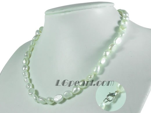 8*10mm white nugget freshwater pearl necklace