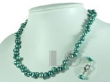 dyed dark green side drilled potato  freshwater pearl  necklace