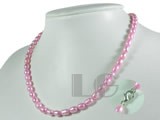 5-6mm peach color rice freshwater pearl necklace
