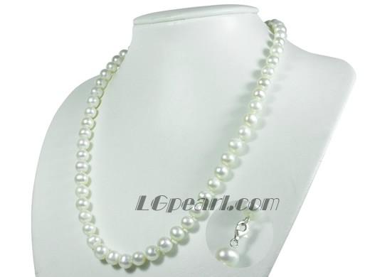 8-9mm white potato shape freshwater pearl necklace
