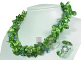 three rows twisted green blister freshwater pearl necklace
