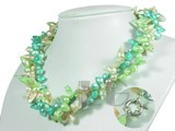 three strands multicolor blister freshwater pearl twisted necklace