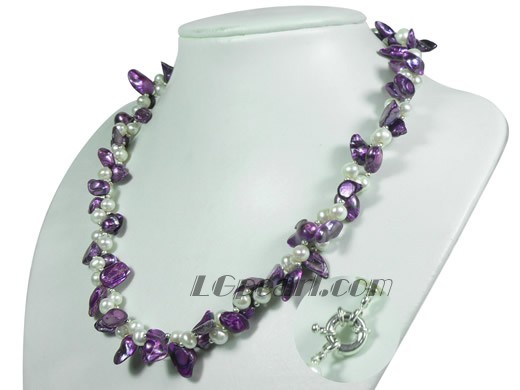 double strands twisted blister and top drilled pearl necklace