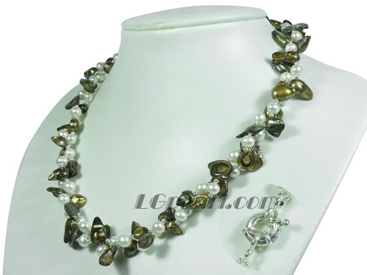 fine double strands brown blister freshwater pearl twisted necklace
