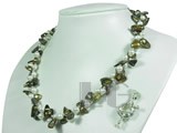 fine double strands brown blister freshwater pearl twisted necklace