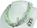 three strands different colors top drilled twisted pearl necklace