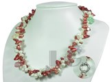 double rows red blister and white pearl twisted necklace