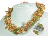 shiny four rows orange freswater pearl twisted necklace