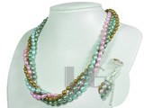 four strands different dye colors rice twisted pearl necklace