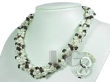 four strands garnet and white pearl twisted necklace