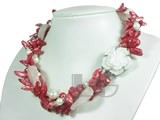 three strands red blister freshwater pearl twisted necklace