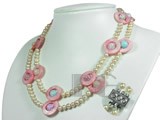 double rows 6-7mm pink potato freshwater pearl jewelry necklace
