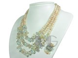 three rows 6-7mm pink potato freshwater pearl necklace