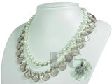 amethyst crystal and 6-7mm white potato pearl jewelry necklace