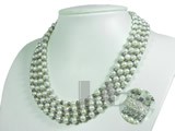four rows white and black potato freshwater pearl necklace