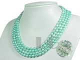 four rows 5-6mm azury rice freshwater pearl jewelry necklace