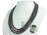 three strands 6-7mm black potato freshwater pearl necklace