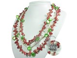 three rows different freshwater pearl jewelry necklace