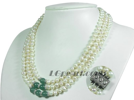 royal three strands 6-7mm freshwater pearl necklace