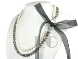 7-8mm white and black freshwater pearl necklace