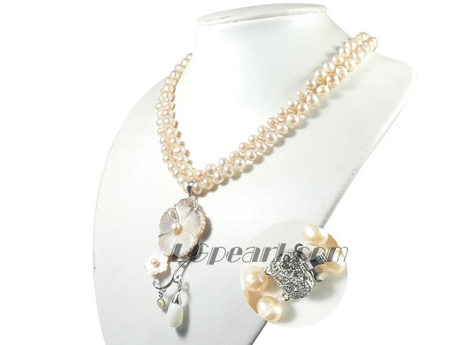 wholesale pink 7-8mm freshwater pearl necklace