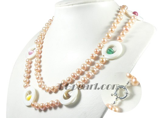 pink 7-8mm freshwater pearl necklace