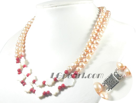 pink 7-8mm freshwater pearl necklace wholesale