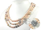 7-8mm potato shape pink freshwater pearl necklace