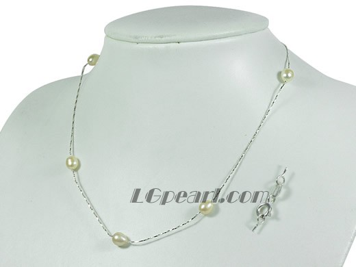 beautiful pink rice freshwater pearl tin up necklace