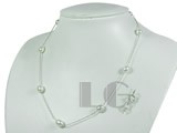 nice white rice freshwater pearl tin up necklace