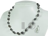 6-7mm black potato freshwater pearl tin up necklace