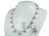 handcrafted purple rice pearl tin cup necklace