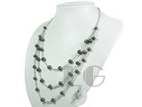 three rows 7-8mm potato pearl tin up necklace