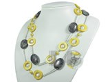yellow shell and nugget freshwater pearl tin cup necklace