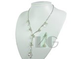 4-5mm pink potato pearl and crystal necklace