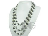 10-11mm white and black nugget freshwater pearl rope necklace