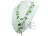 green blister pearl and white top drilled pearl rope necklace