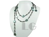 shell and coffee nugget freshwater pearl opera necklace