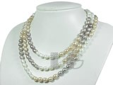 6-7mm multicolor rice freshwater pearl rope necklace