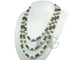 three different colors potato freshwater pearl rope necklace