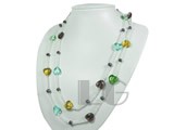 heart shape crystal and black pearls rope necklace