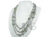 royal blister pearl and gray potato pearl long necklace