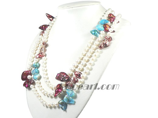 wholesale white 7-8mm potato shape freshwater pearl necklace