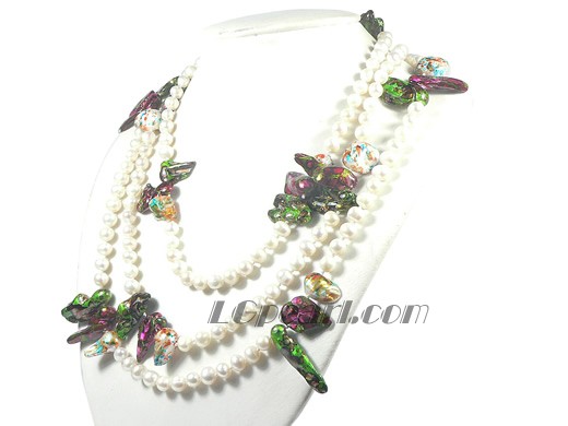 white 7-8mm potato shape freshwater pearl necklace
