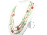 pink 7-8mm potato shape freshwater pearl necklace with jades