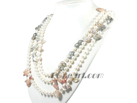 potato shape white 7-8mm freshwater pearl necklace