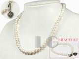 6-7mm white potato shape freshwater pearl set