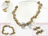 6-7mm coffee potato shape freshwater pearl set